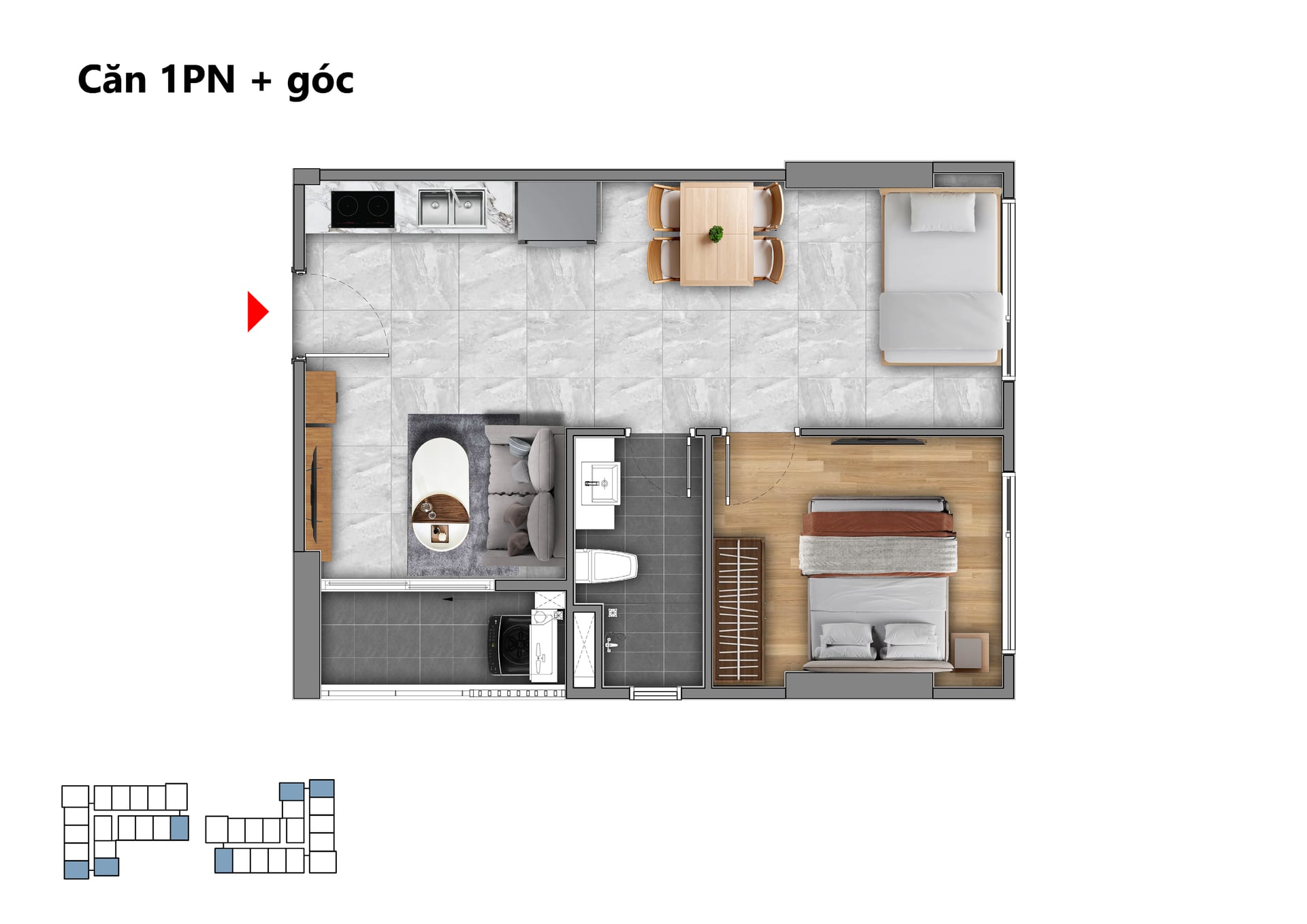 Căn Hộ 1PN+ (Góc)